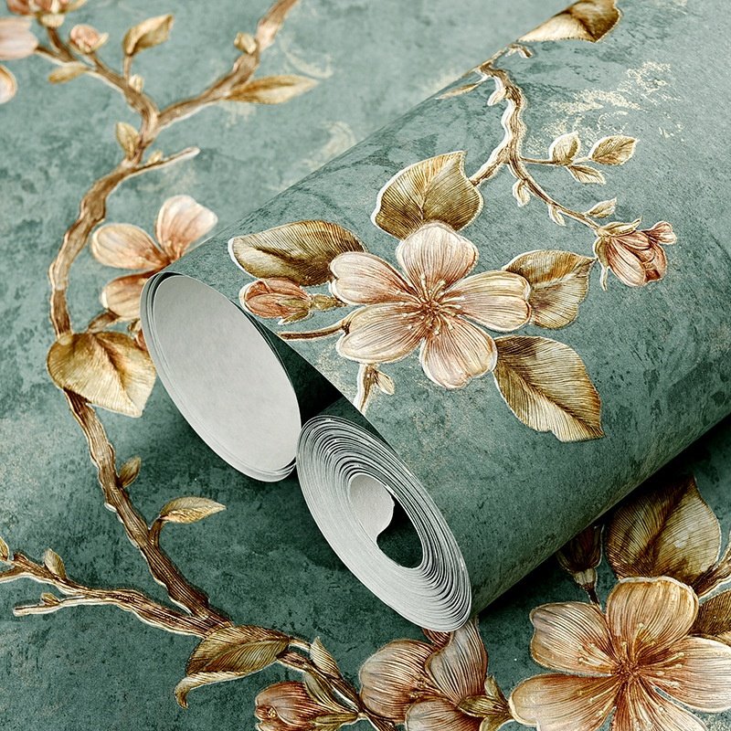 Modern 3d Embossed Non Woven Print Flowers Self Adhesive Wallcovering Polystyrene Wallpaper Peel and Stick Wall Paper Roll