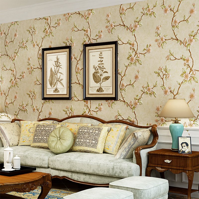Modern 3d Embossed Non Woven Print Flowers Self Adhesive Wallcovering Polystyrene Wallpaper Peel and Stick Wall Paper Roll