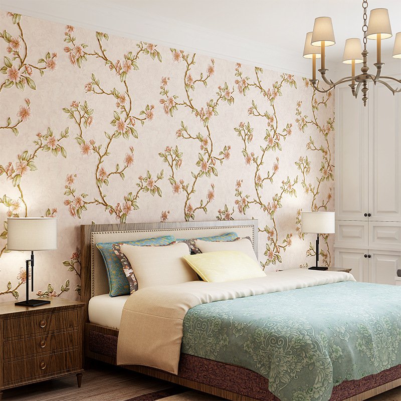 Modern 3d Embossed Non Woven Print Flowers Self Adhesive Wallcovering Polystyrene Wallpaper Peel and Stick Wall Paper Roll