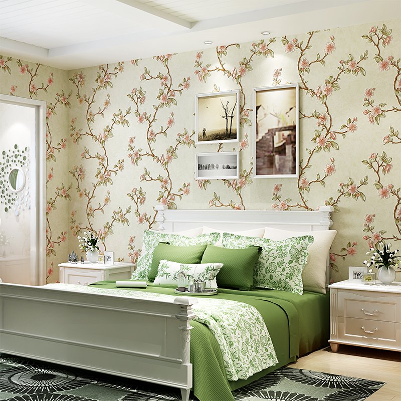 Modern 3d Embossed Non Woven Print Flowers Self Adhesive Wallcovering Polystyrene Wallpaper Peel and Stick Wall Paper Roll