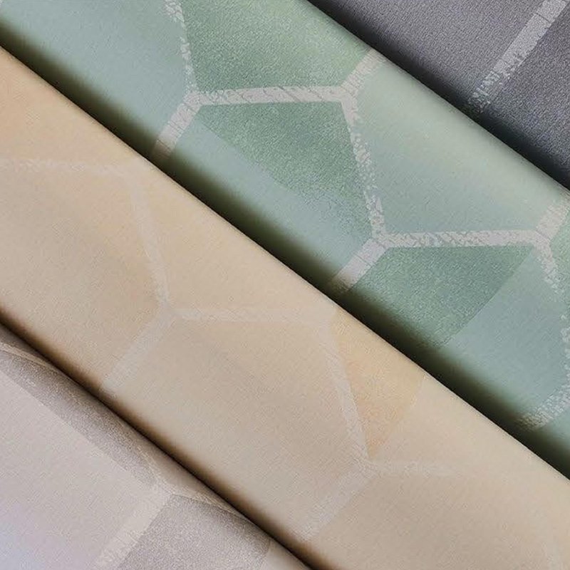 Green geometric pattern brushing water Self adhesive 3D non-woven wallpaper