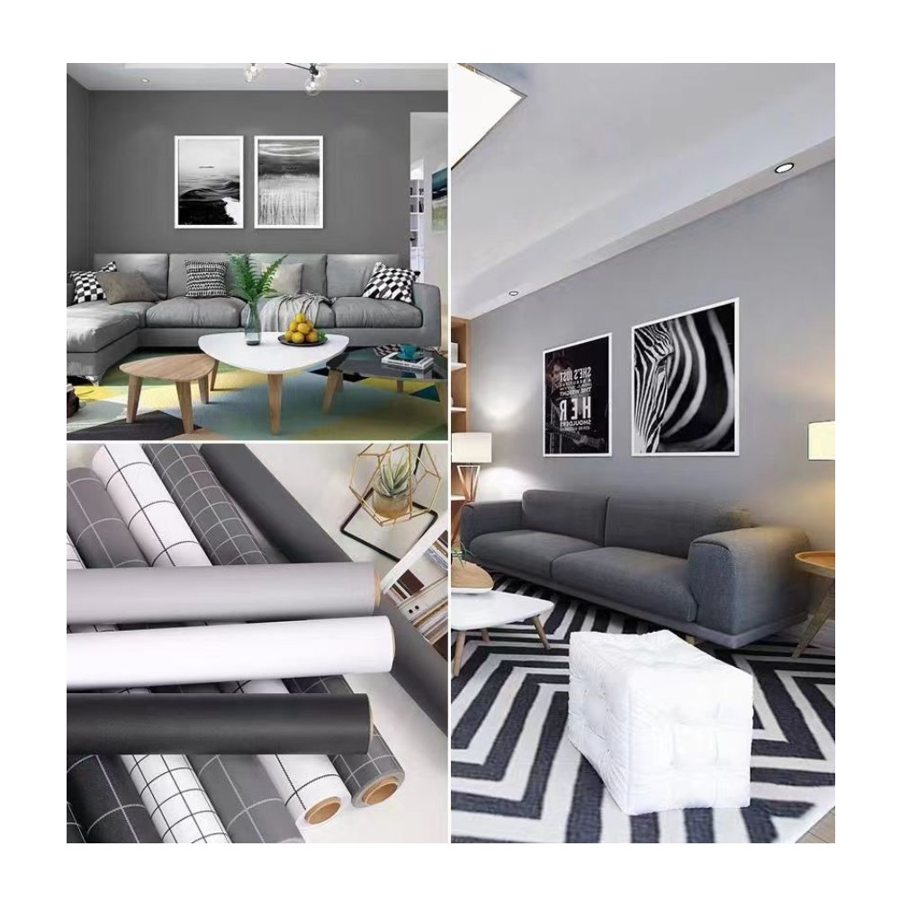 Gray system PVC Peel and Stick Wallpaper Customized Support Black Gray Self-adhesive Wallpaper Rolls