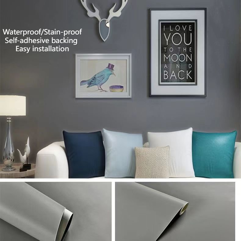 Gray system PVC Peel and Stick Wallpaper Customized Support Black Gray Self-adhesive Wallpaper Rolls