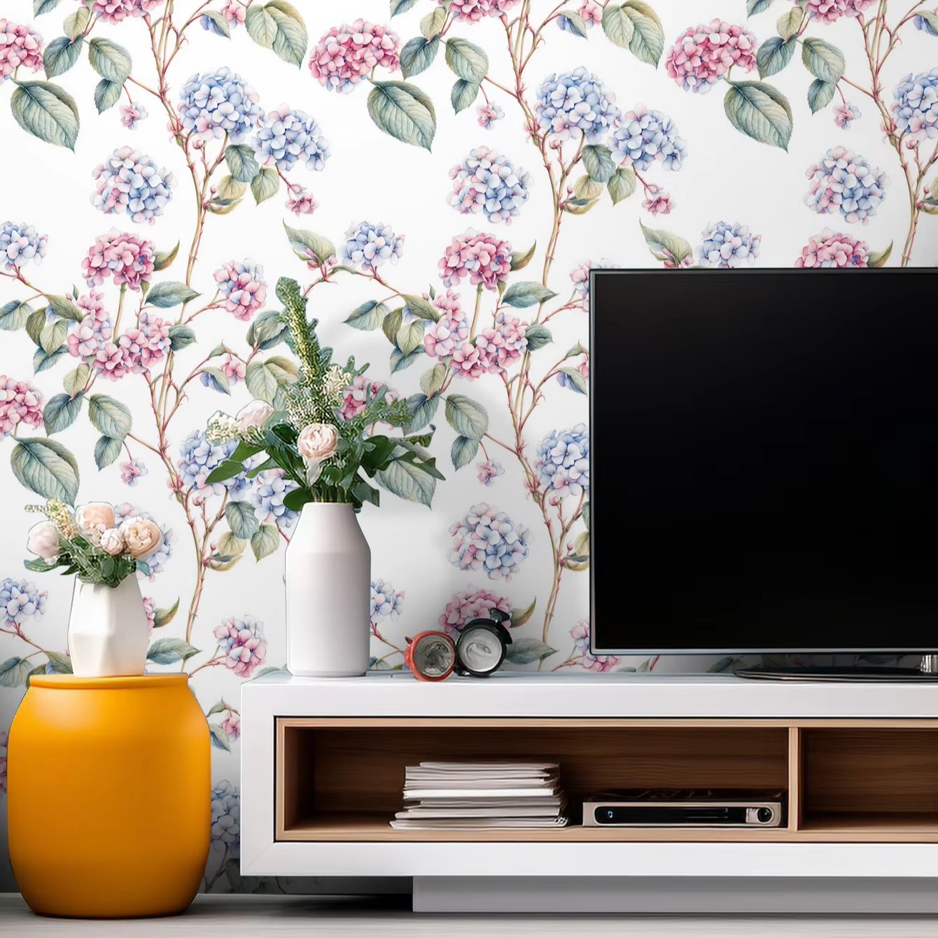 Amazon Hot Sale Self Adhesive Natural Living Room Pvc Floral Wallpapers Mural Decoration For Roll