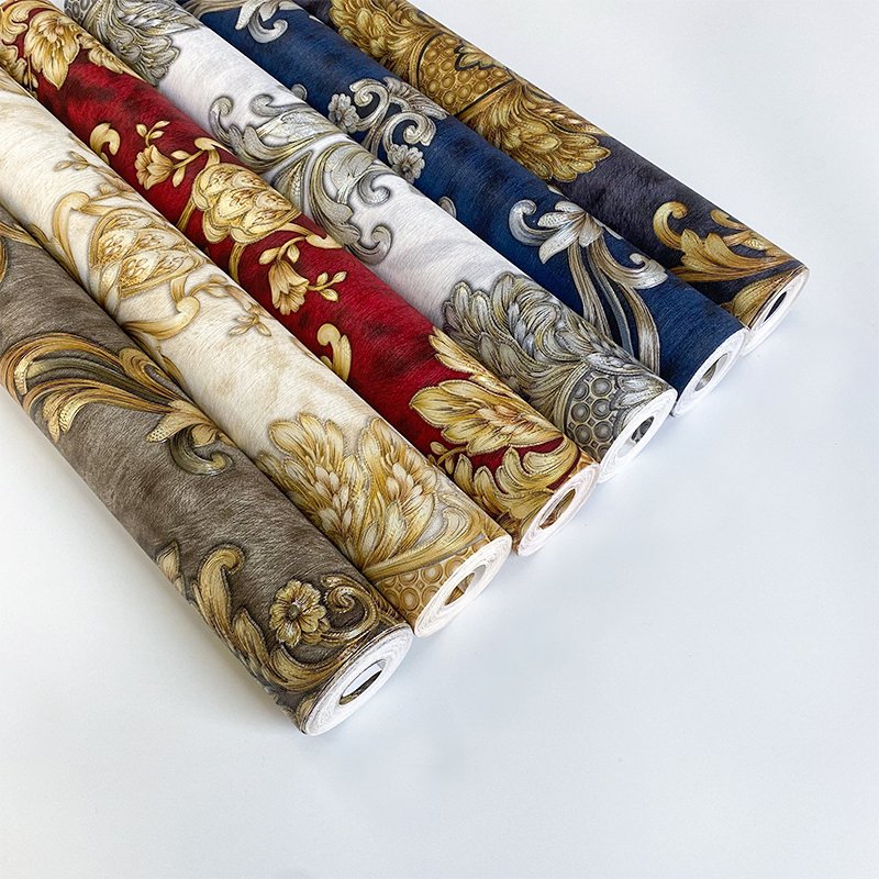 Home decoration materials 3D Damascus wallpaper large flower PVC living room TV background wall wallpaper roll wholesale