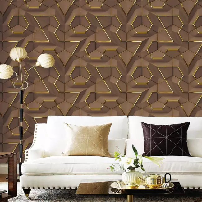 Hot Selling Indoor Modern 3D panel wallpaper Geometric metallic wallpaper for home decoration