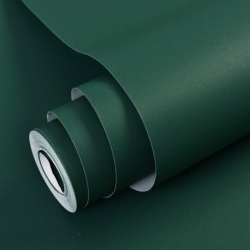 Dark green plain self-adhesive wallpaper bedroom living room clothing store modern simple solid color self-adhesive wallpaper