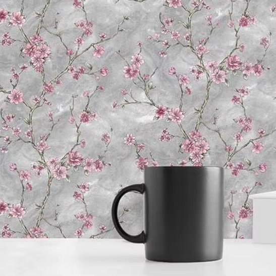 2024 Guangzhou Mywow Wholesale Ready Stock Blooming Flower New Arrival Textured Chinese Little Plum Blossom PVC Wallpaper Roll