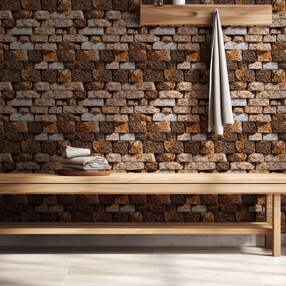 Simulated rock patterned brick bedroom living room background wallpaper piece environmentally friendly wallpaper sticker