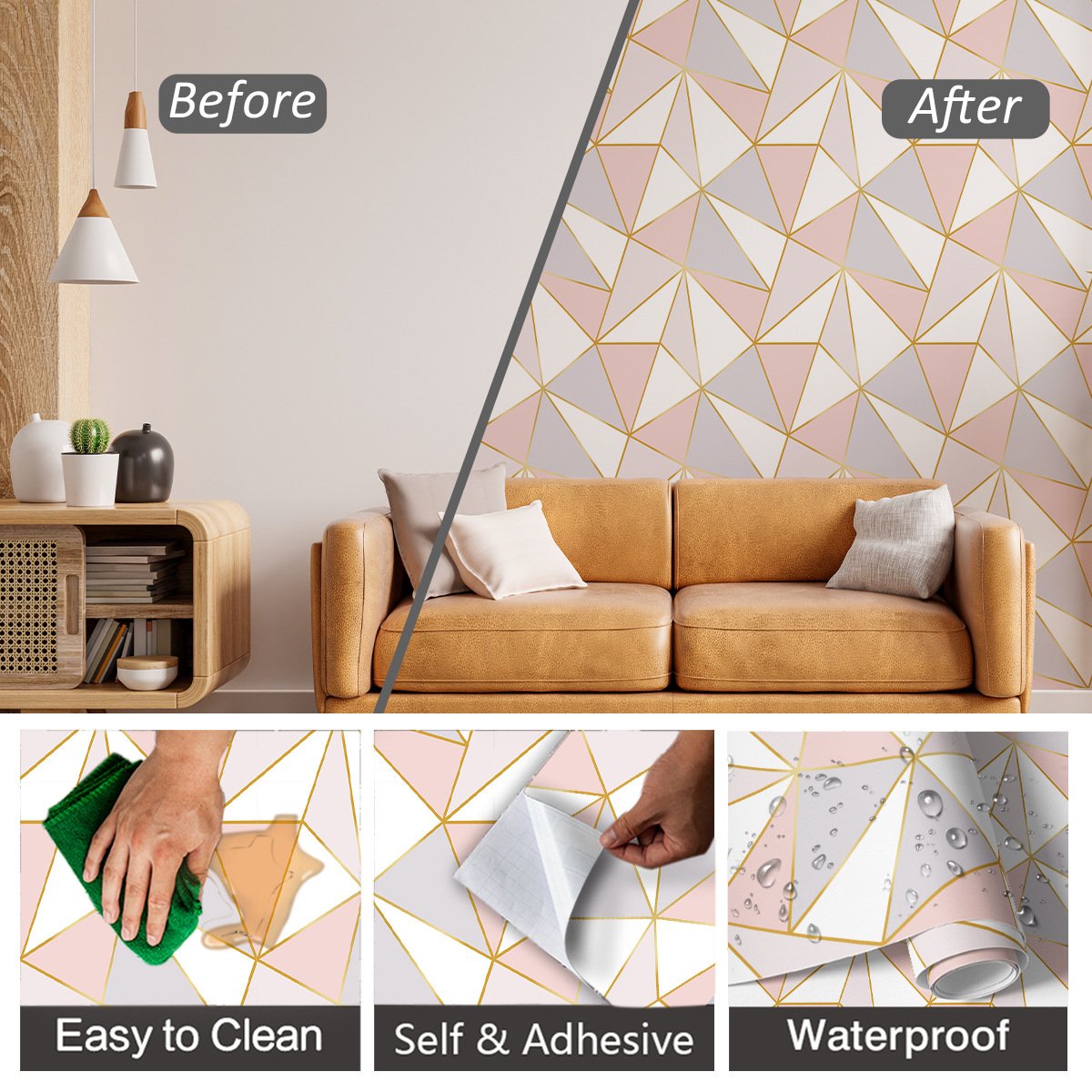 Wallpaper self-pasting simple gray purple pink blue white wallpaper self-adhesive home moisture-proof wallpaper