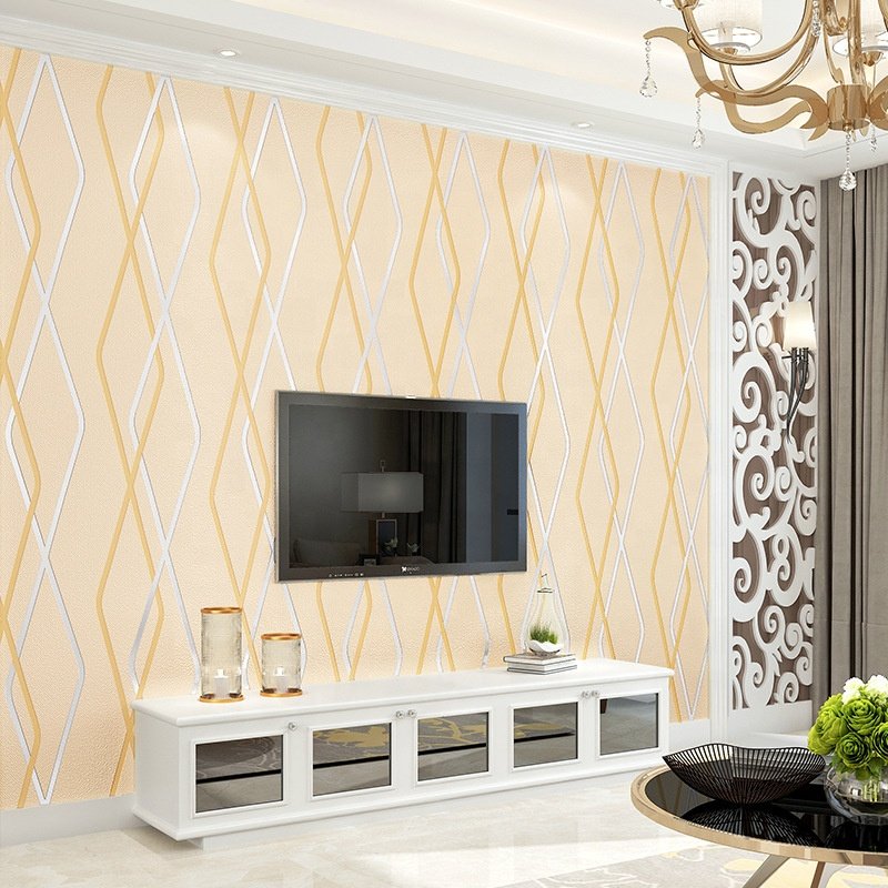 3d Modern Minimalist Geometric Curve Striped TV Background Thickening Bedroom Living Room Wallpaper