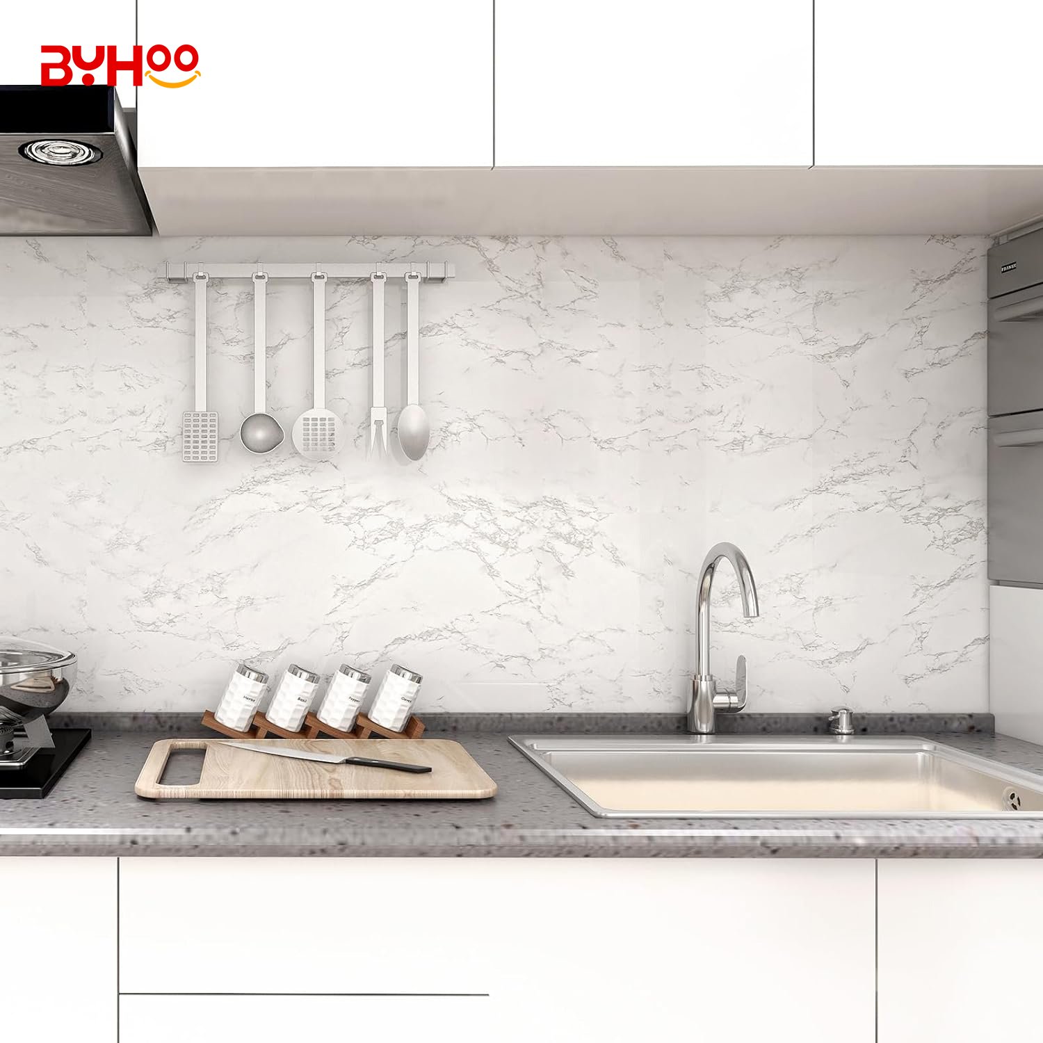 Wholesale White Grey Wallpaper Peel and Stick Glossy Marble Self Adhesive Contact Paper for Countertop Kitchen Cabinets Bathroom