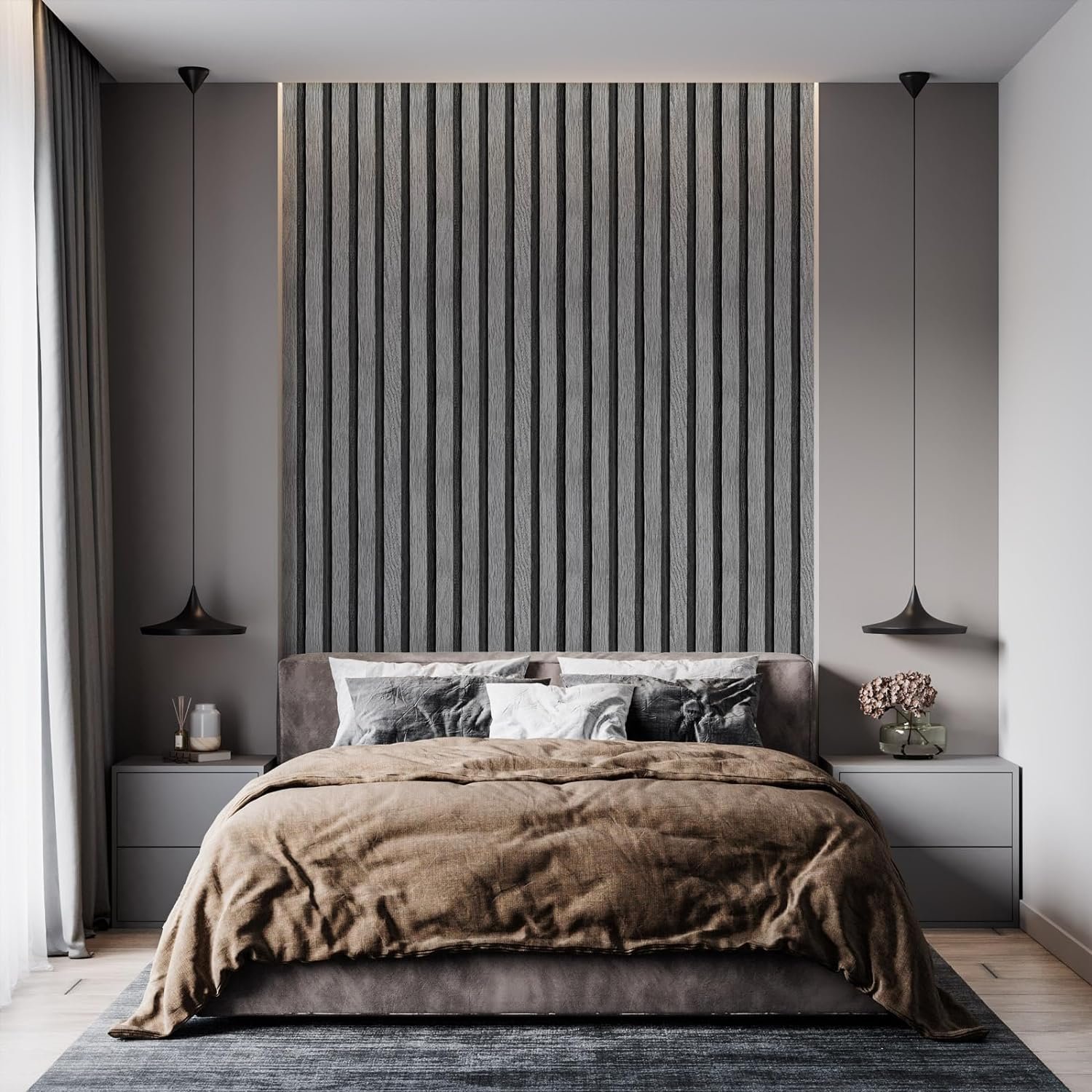 ORON PVC Waterproof 3D wood design Peel and Stick Self adhesive Vinyl Wallpaper Wooden Slat Wallpaper for Wall