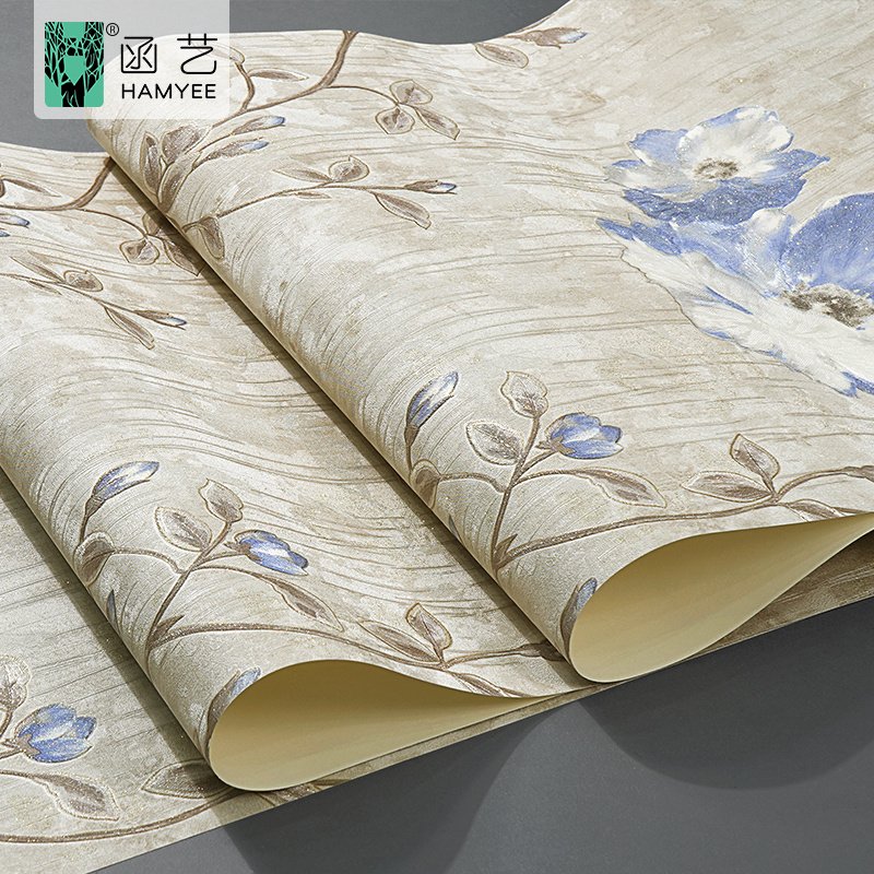 pvc wall paper wallpaper roll rose flower nonwoven 3 d textured wallpaper