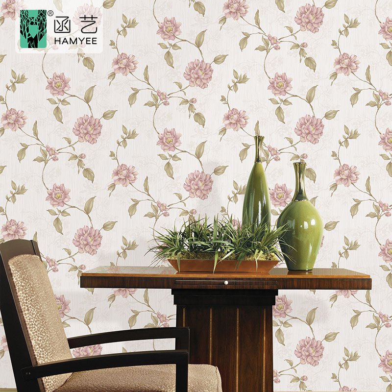pvc wall paper wallpaper roll rose flower nonwoven 3 d textured wallpaper