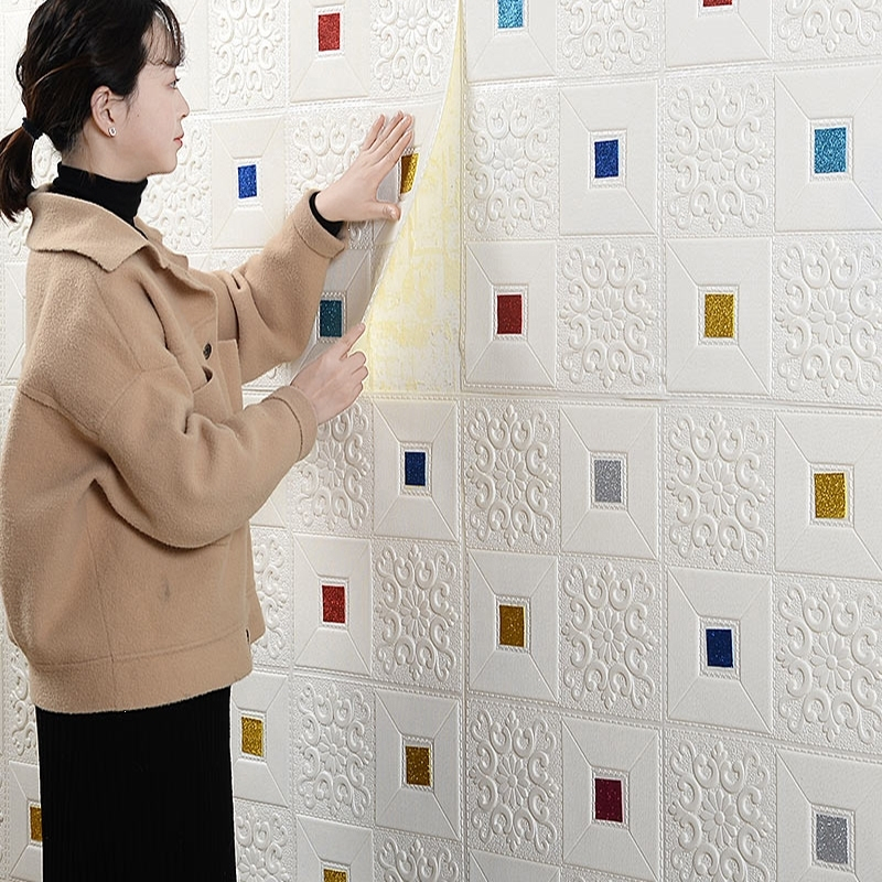 70x70cm PVC Vinyl Wallpaper Waterproof Self Adhesive Wallpaper sound-absorbing 3d Wallpaper Home Decoration 3D Wall panel
