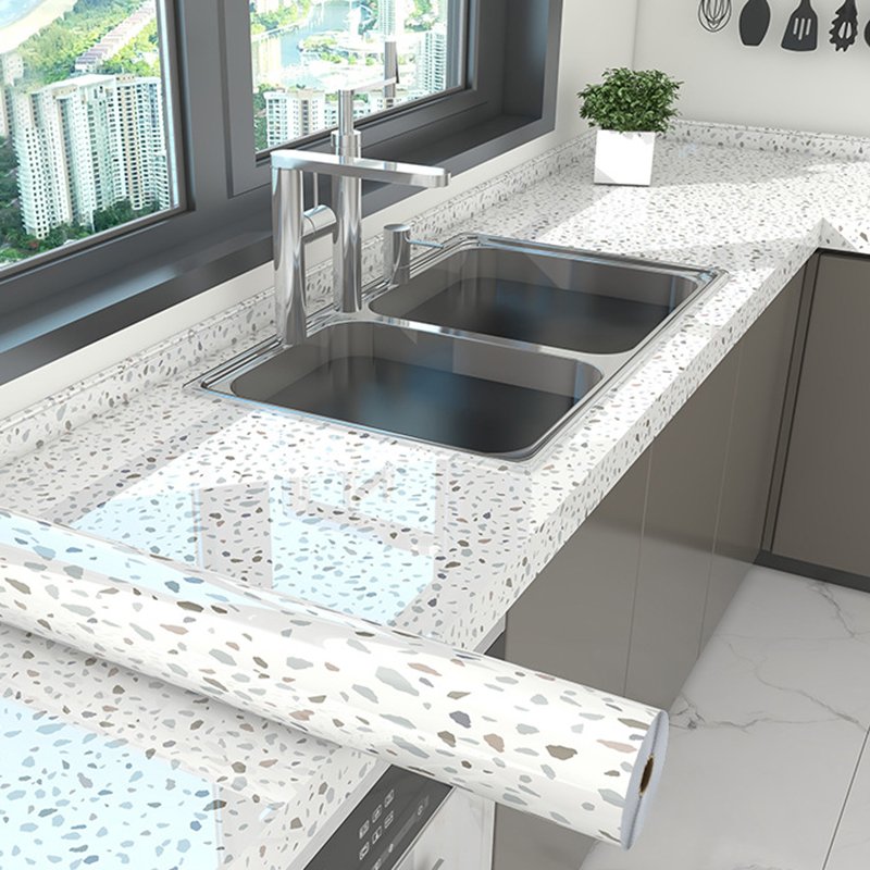 Proprodiudiu Modern PVC Marble Wallpaper Roll Self-Adhesive Peel Stick White Waterproof Contact Paper Kitchen Furniture Decor