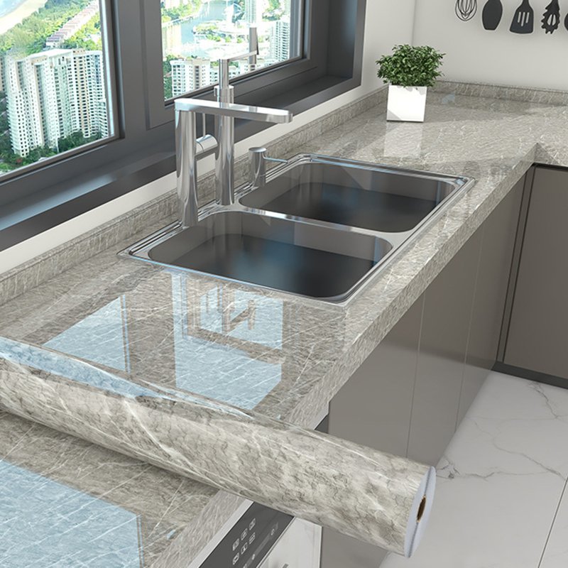 Proprodiudiu Modern PVC Marble Wallpaper Roll Self-Adhesive Peel Stick White Waterproof Contact Paper Kitchen Furniture Decor