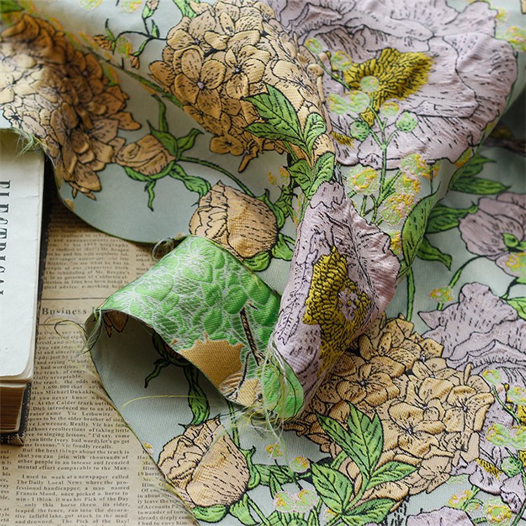 Bird Floral Yarn-dyed Jacquard Embossed Texture Canvas Style Autumn Women's Luggage Fabric Wallpaper rolls