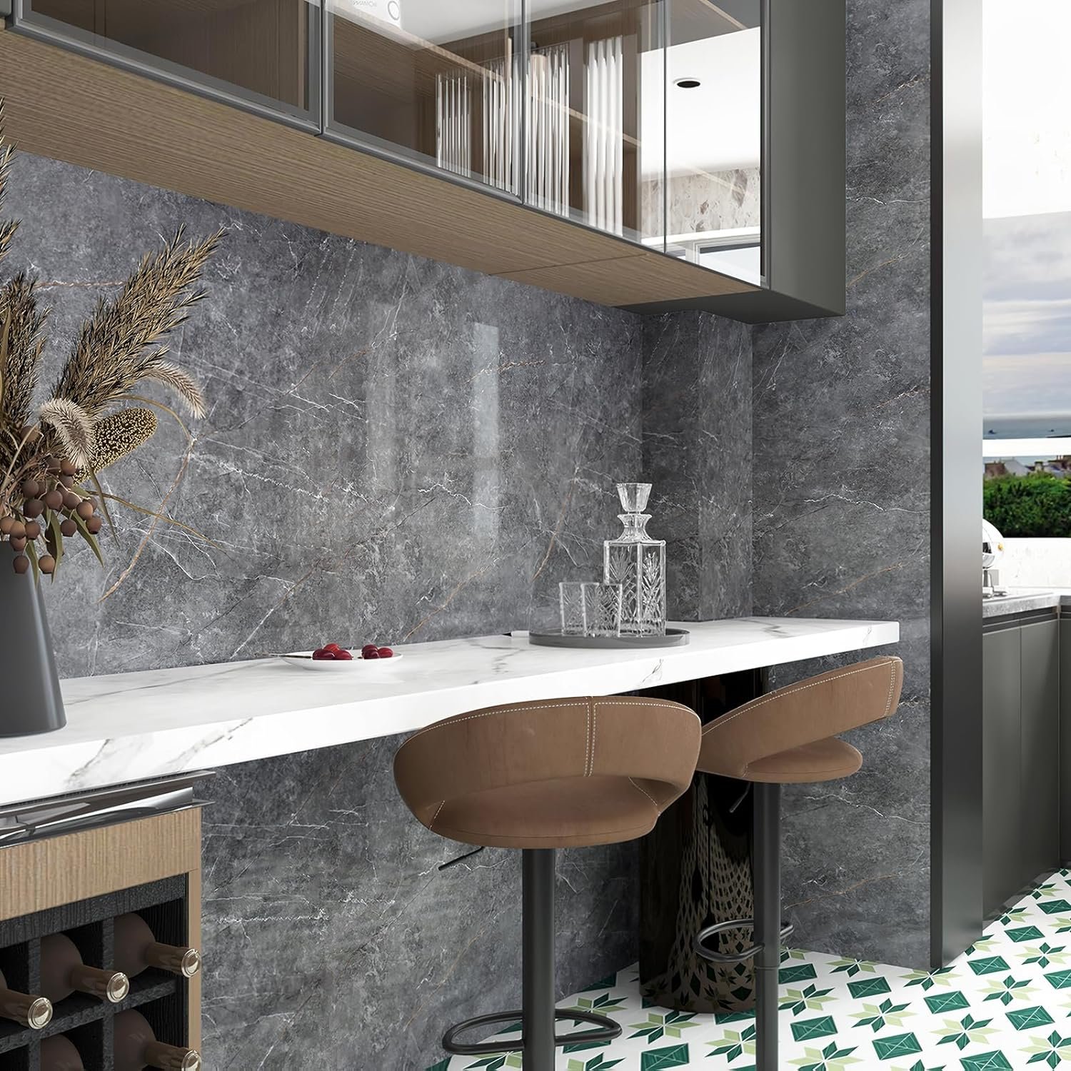 Cheap Waterproof Dark grey 3D Marble sticker Wallpaper Peel and Stick Self-adhesive Wallpaper for home decoration