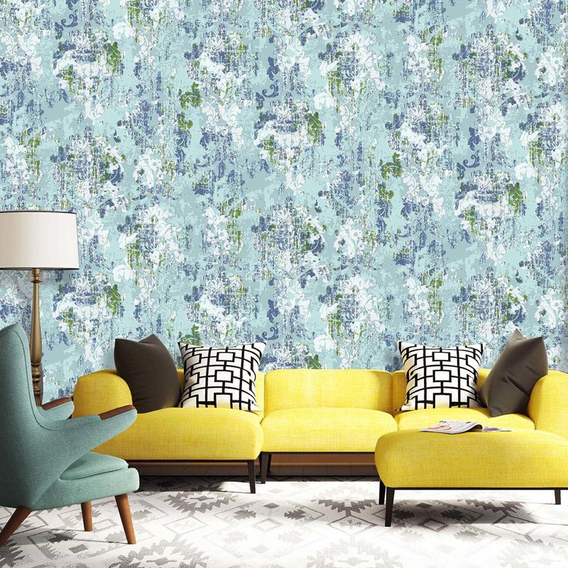 Personalized abstract colored brushing water Self adhesive non woven wallpaper