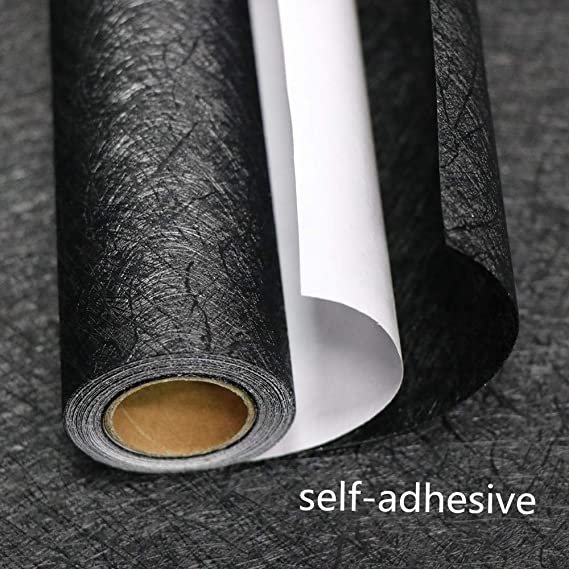 15.7" X 118" Black Silk Wallpaper Embossed Self Adhesive Peel and Stick Wallpaper Removable Kitchen Wallpaper Vinyl Black Wallpa
