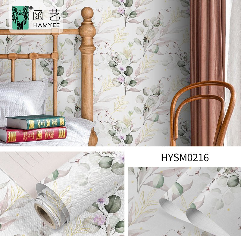 Custom design wall paper self adhesive floral wallpaper wall covering sticker rolls