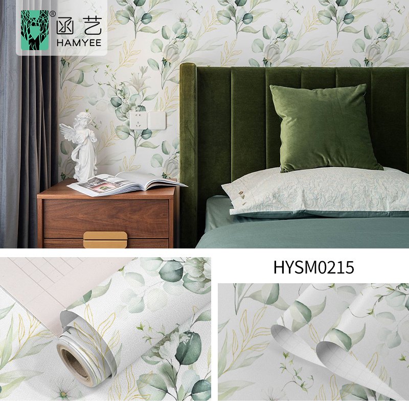 Custom design wall paper self adhesive floral wallpaper wall covering sticker rolls