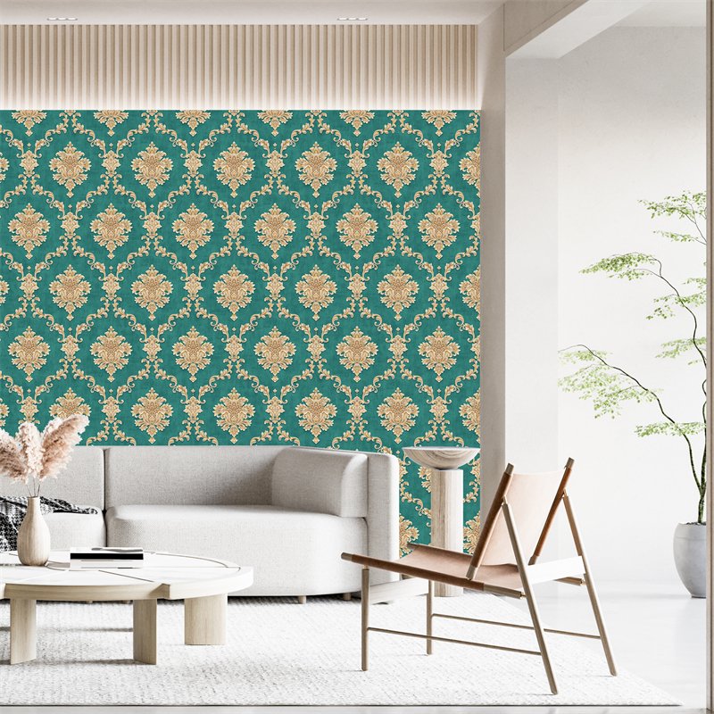 3D Nature Wallpaper Green And Gold Panel Home Decoration Luxury Sticker Design in Wall Background TV