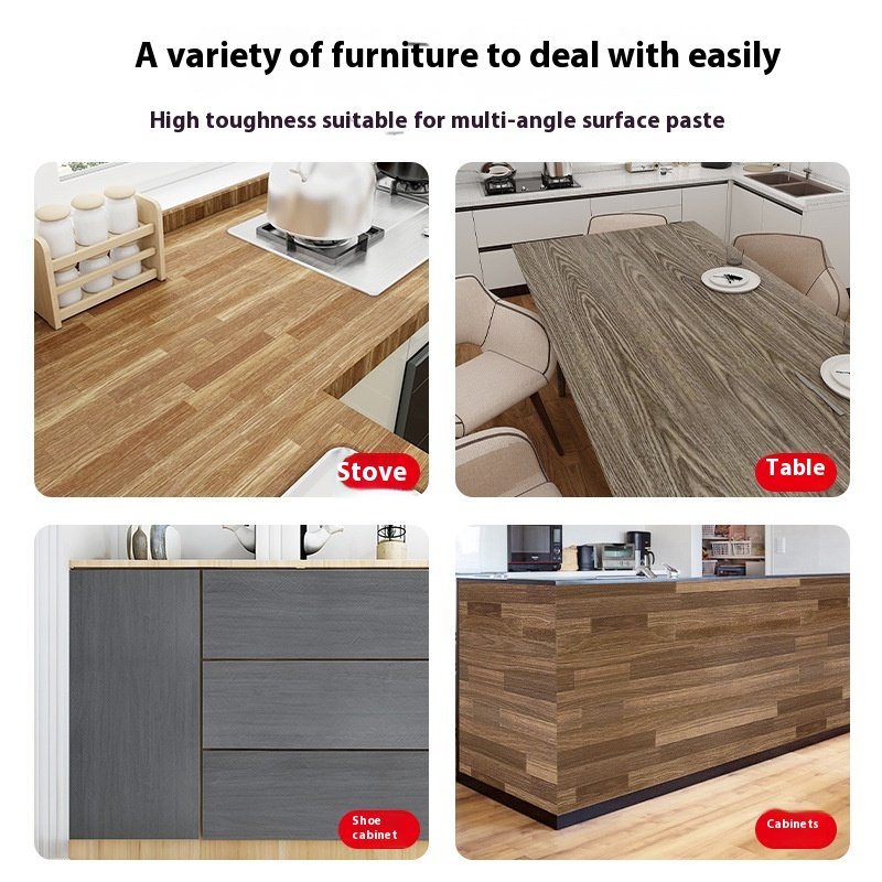 Waterproof PVC Wood Grain Stickers Moisture-Free Self-Adhesive Wallpaper Furniture Wardrobe Cabinet Renovation Decorative Films