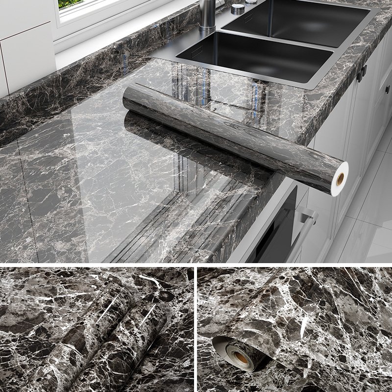 Factory Wholesale Self-Adhesive PVC Marble Grain Wallpaper Waterproof Peel&Sticker Film Wall Decor Furniture Application Roll