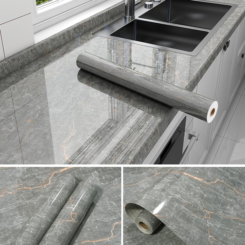 Factory Wholesale Self-Adhesive PVC Marble Grain Wallpaper Waterproof Peel&Sticker Film Wall Decor Furniture Application Roll
