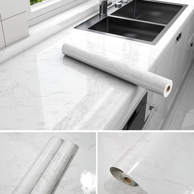 Factory Wholesale Self-Adhesive PVC Marble Grain Wallpaper Waterproof Peel&Sticker Film Wall Decor Furniture Application Roll