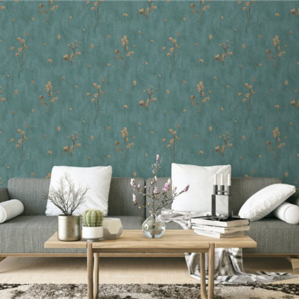 Modern Chinese deerskin velvet 3D non-woven fabric thickened bedroom wallpaper