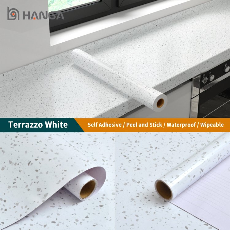 Self Adhesive Silver Marble Wall Paper Kitchen Waterproof Oil Proof Marble Wallpaper Rolls