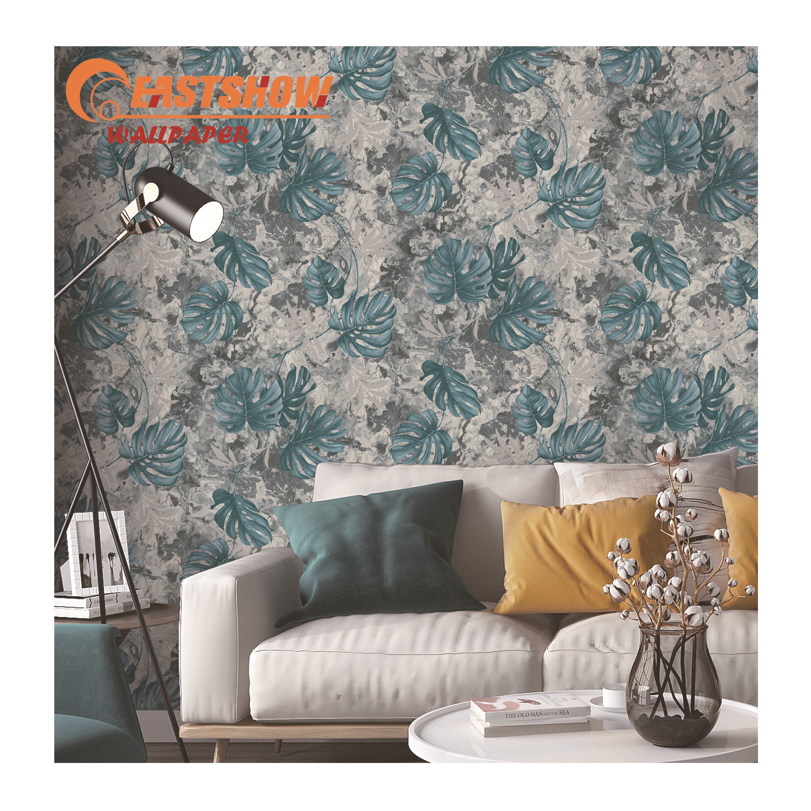 pvc wallpaper roll green leaves wallpapers nature new 3d embossed tropical plants wallpapers