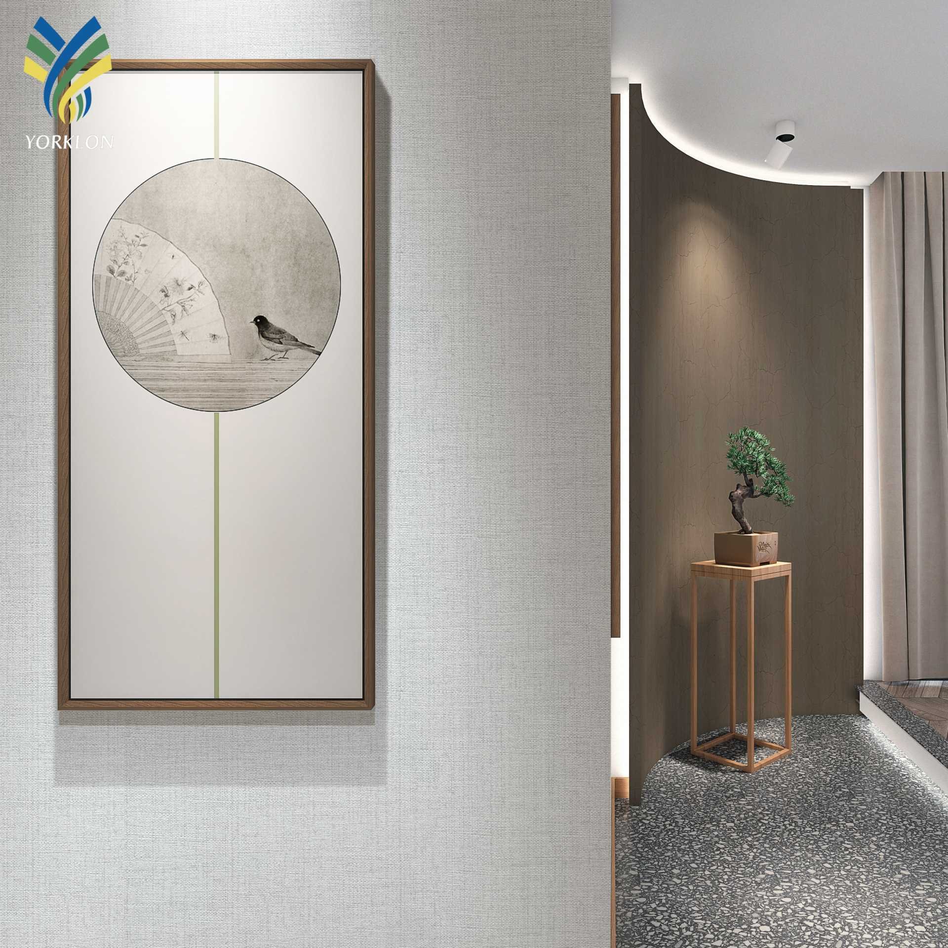 SIAM 1.37m IN Stock Anti Mold Grey Wall Background Fabric Vinyl Wall paper Wallcovering For Hotel Room