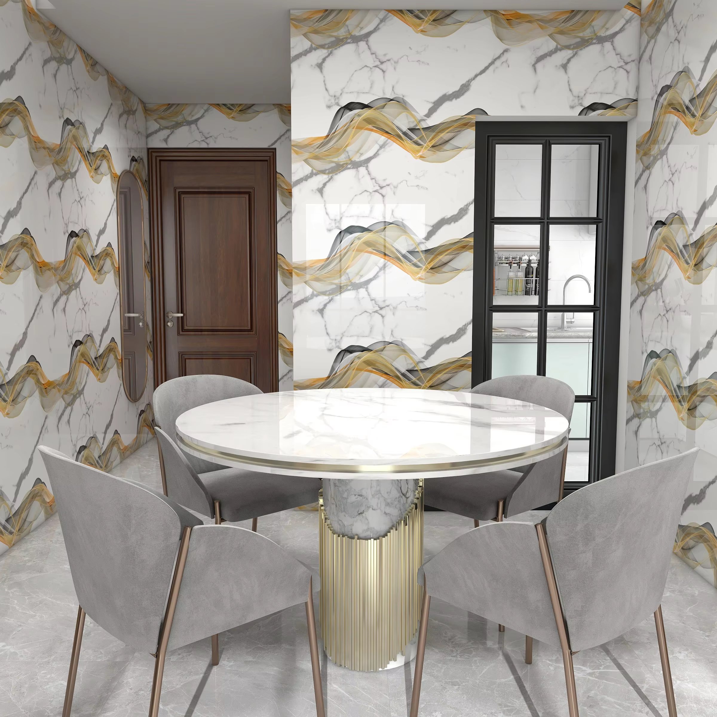 UDK Marble Gloss Roll Wallpaper 1.2m*3m Self-adhesive Disassembly Foam Wallpaper luxury Household Wallpaper Roll