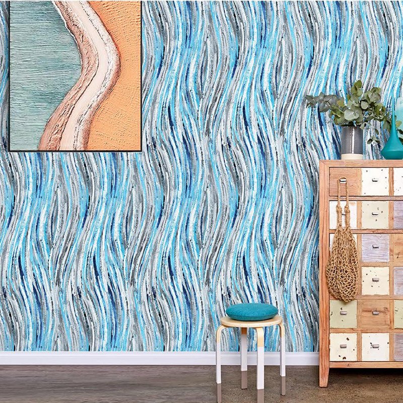 Wave line wallpaper, environmentally friendly interior wall decoration, abstract non woven wallpaper