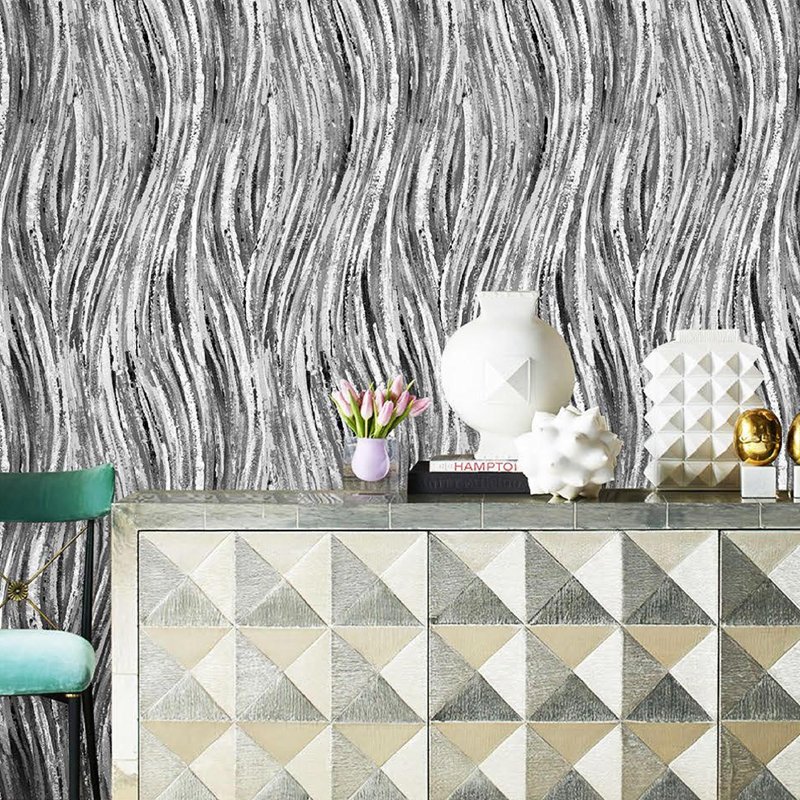 Wave line wallpaper, environmentally friendly interior wall decoration, abstract non woven wallpaper