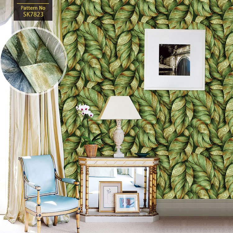 New Design 3D Green Nature Tropical Leaf Wallpaper for Walls