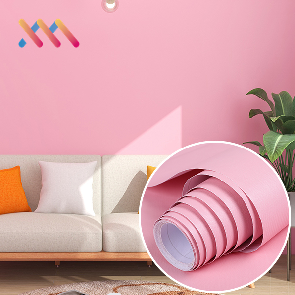 Modern Pink PVC Vinyl Wallpaper Self-Adhesive Embossed Wall Film Moisture-Proof and Waterproof for Home Decor Hotel Renovation