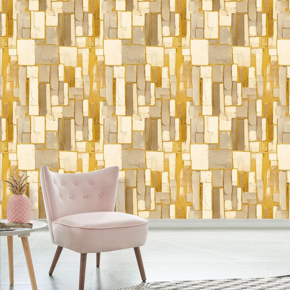 Gold line cement waterproof simple light luxury geometric 3d wallpaper for decoration wallpaper