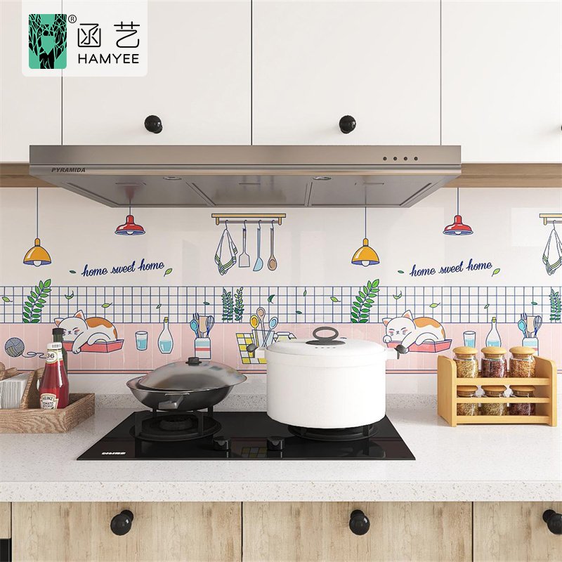 60cm width oil-proof wallpaper carton metallic foil kitchen tile sticker for kitchen wall & furniture decor