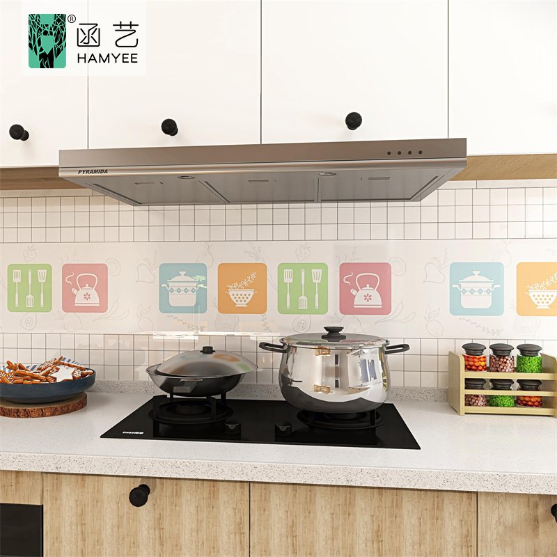 60cm width oil-proof wallpaper carton metallic foil kitchen tile sticker for kitchen wall & furniture decor