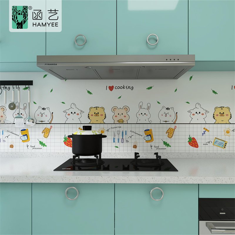 60cm width oil-proof wallpaper carton metallic foil kitchen tile sticker for kitchen wall & furniture decor