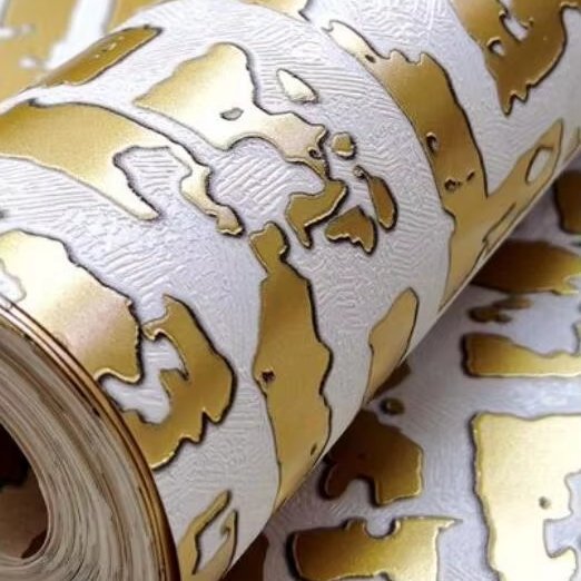 0.53*10m 3D Luxury Geometric Design Wallcoating PVC Metallic Wallcovering Roll Ready Stock Metallic Textured Wallpaper
