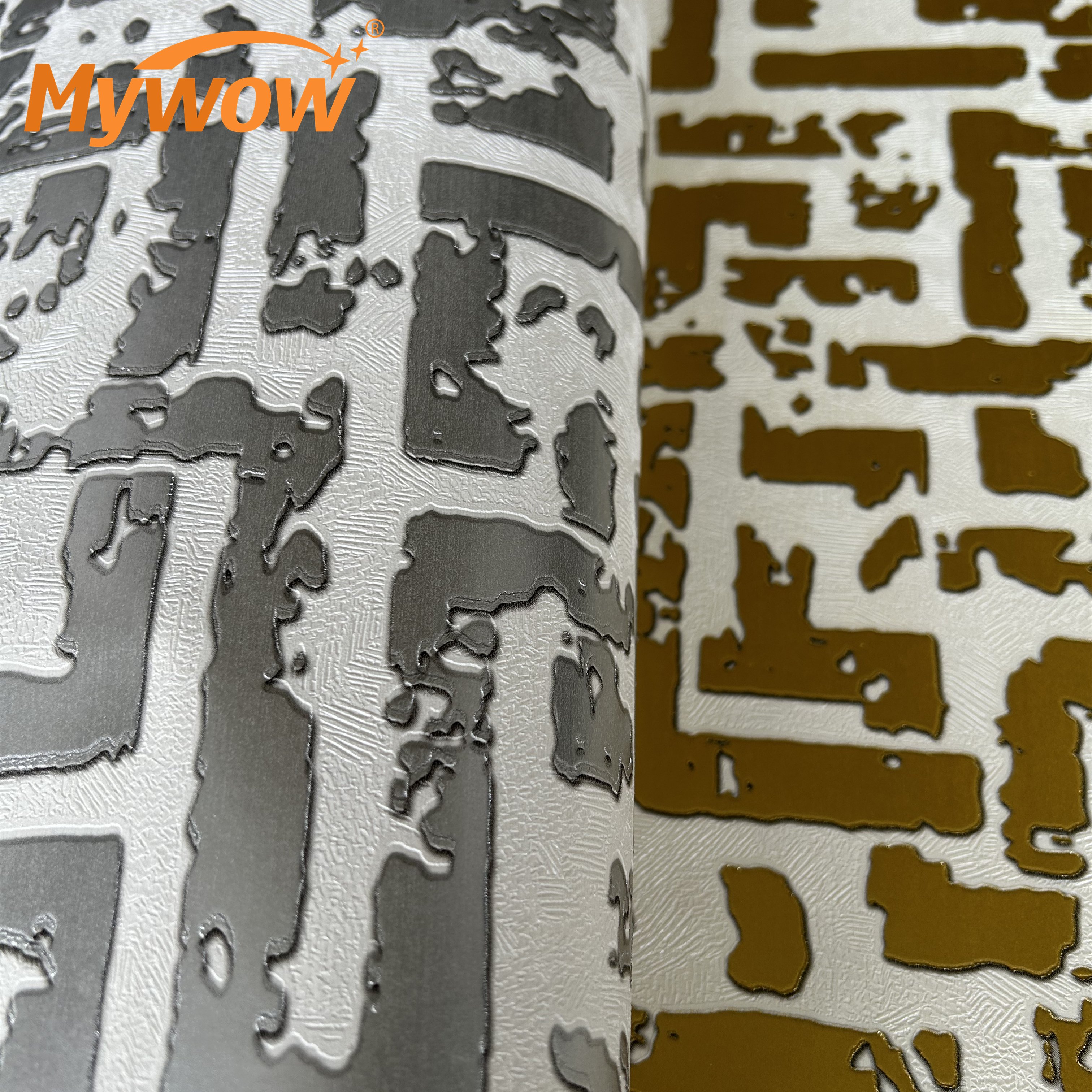 0.53*10m 3D Luxury Geometric Design Wallcoating PVC Metallic Wallcovering Roll Ready Stock Metallic Textured Wallpaper