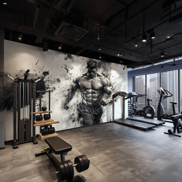 Cheap Gym 3d Wallpaper Muscle Man Fitness Wall Decoration Wall Murals Wholesale Design