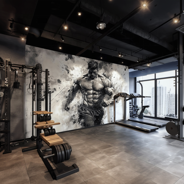 Cheap Gym 3d Wallpaper Muscle Man Fitness Wall Decoration Wall Murals Wholesale Design